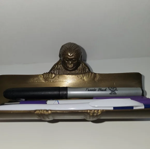 Vintage Dango Pen Tray, Bronze Monkey Pen Holder - Picture 4 of 11